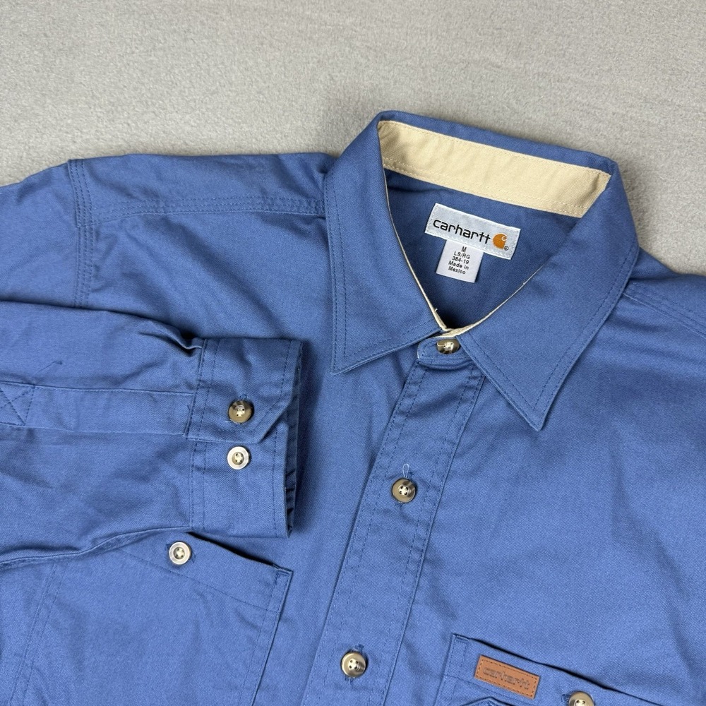 Carhartt Tradesman‎ 384-19 Royal Blue Medium Long Sleeve Button Work Shirt J146